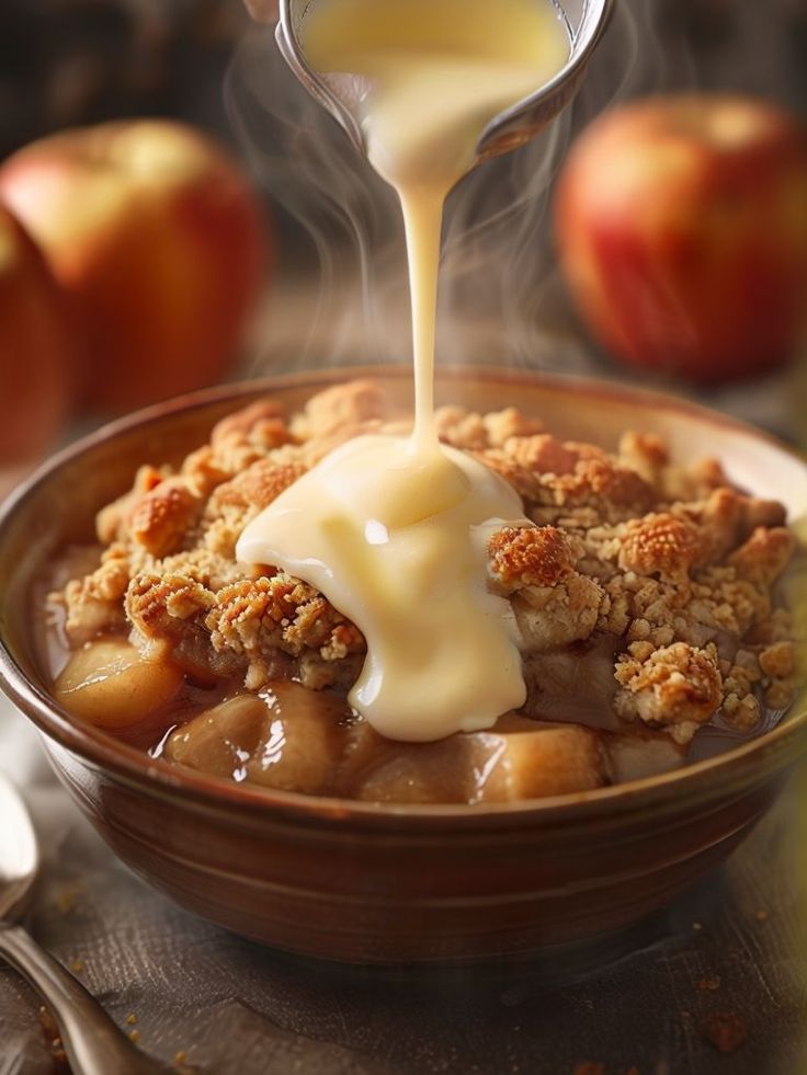 Apple Crumble With Custard